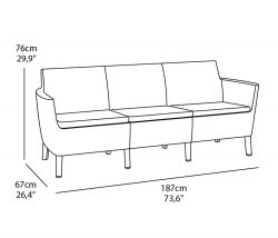 SALEMO 3 seater sofa - grafit Keter - vše pro venkovní posezení na zahradě a na terase