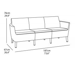 SALEMO 3 seater sofa - grafit Keter - vše pro venkovní posezení na zahradě a na terase